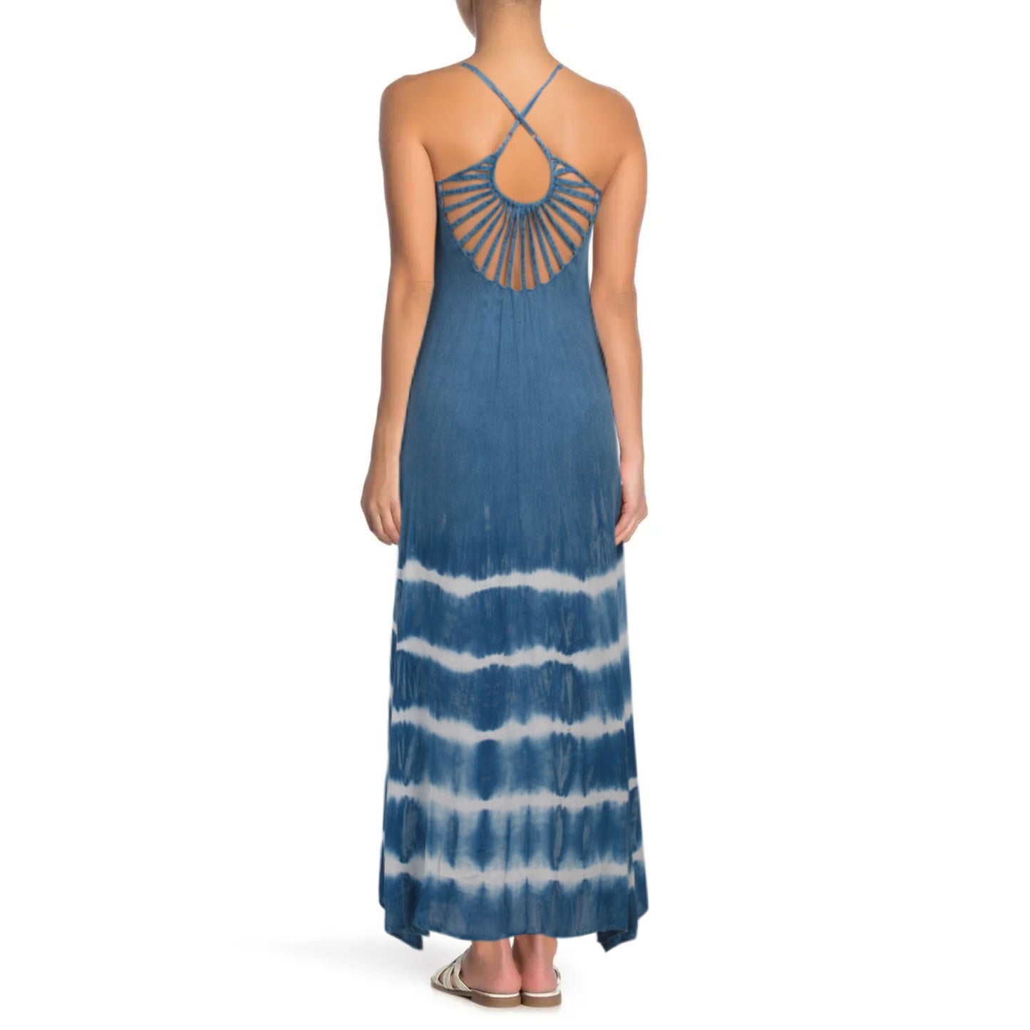 BOHO ME Women's Tie Dye Strappy Beach Maxi Dress Cover Up