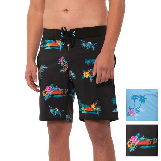 Burnside Men's Parrots Print Beach Trunks Swim Bottom Board Shorts