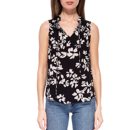 B Collections by Bobeau Women's Floral Print Lightweight Sleeveless Top Blouse
