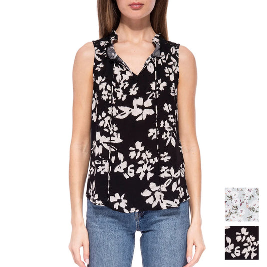 B Collections by Bobeau Women's Floral Print Lightweight Sleeveless Top Blouse