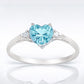 Fashion Women's 925 Sterling Silver Pink Stone CZ Heart Ring Blue