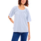 Bobeau Women's Flutter Sleeve Relaxed Fit Textured Top Blouse
