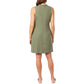 Briggs Women's Ruffle Trim V-Neck Linen Blend Side Pockets Mini Dress