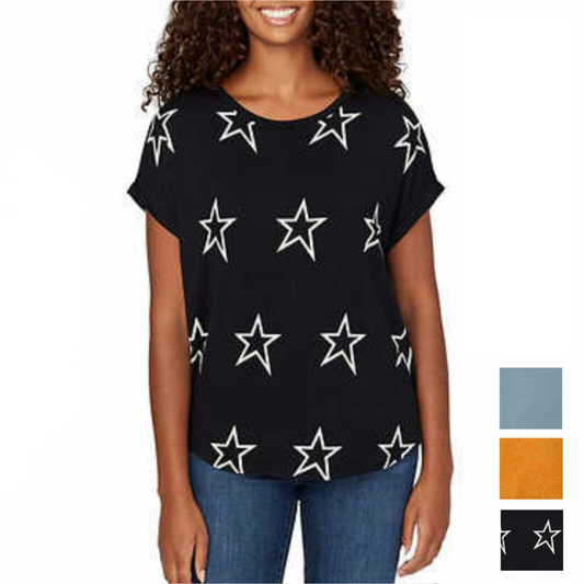 Buffalo David Bitton Women's Ultra Soft Relaxed Fit Printed Top T-Shirt