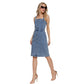 Button Down Placket Stretch Denim Dress