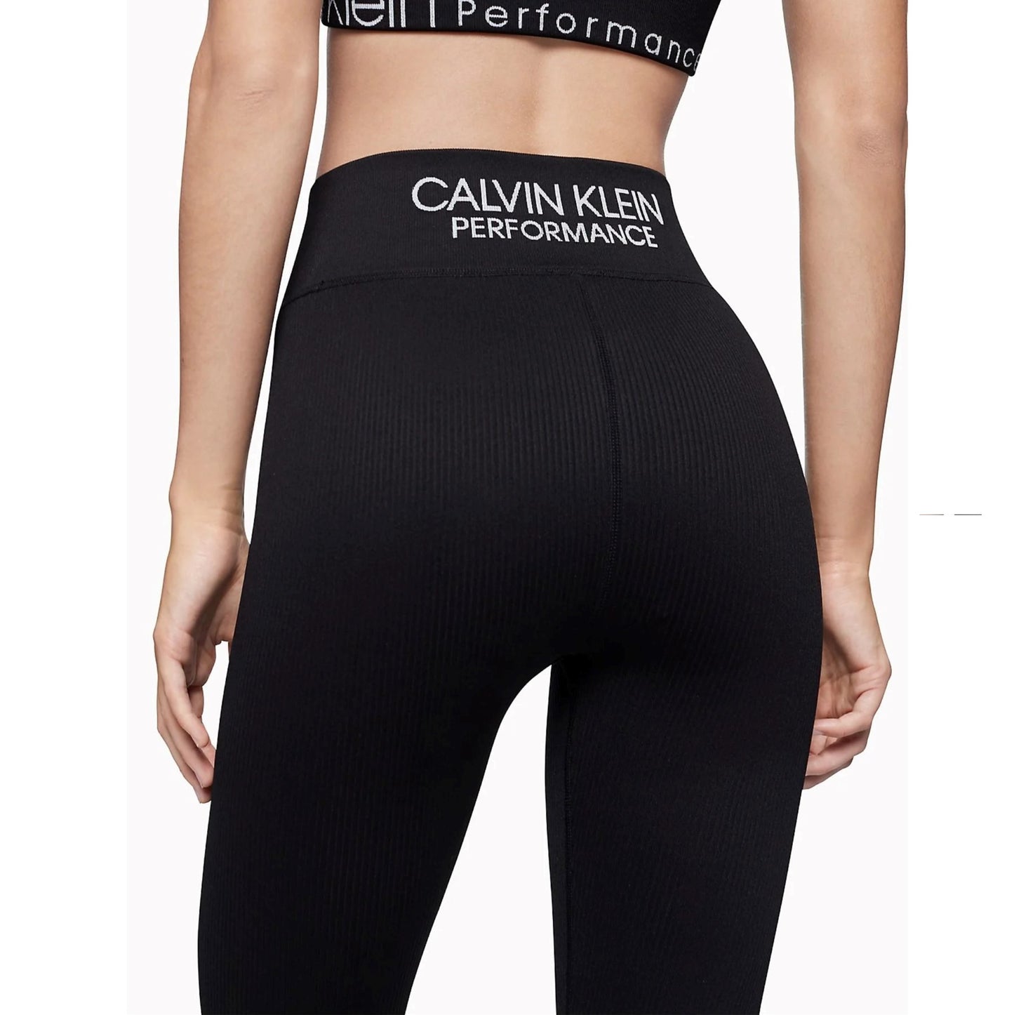 Calvin Klein Performance Women's High Rise Ribbed Texture Active 7/8 Leggings