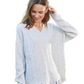 Women's Cozy Plush Texture V-Neck Long Sleeve Side Slits Solid Color Sweater