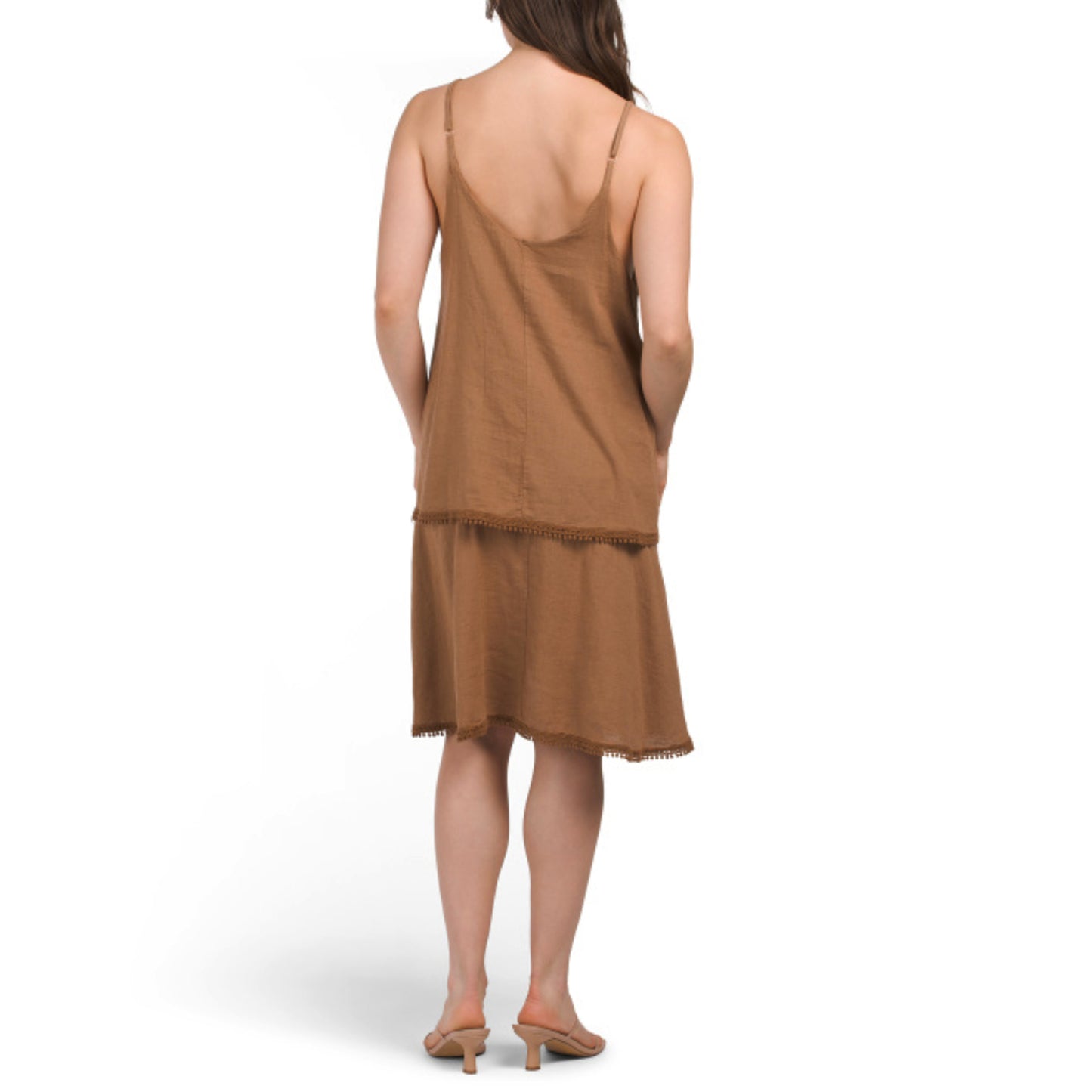 CRISTINA VERGANI Women's Made In Italy Linen Blend Two Tier Midi Dress