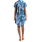 Cynthia Rowley Women's Linen Hi-low Hem Short Sleeve Tie Dye Print Mini Shirt Dress