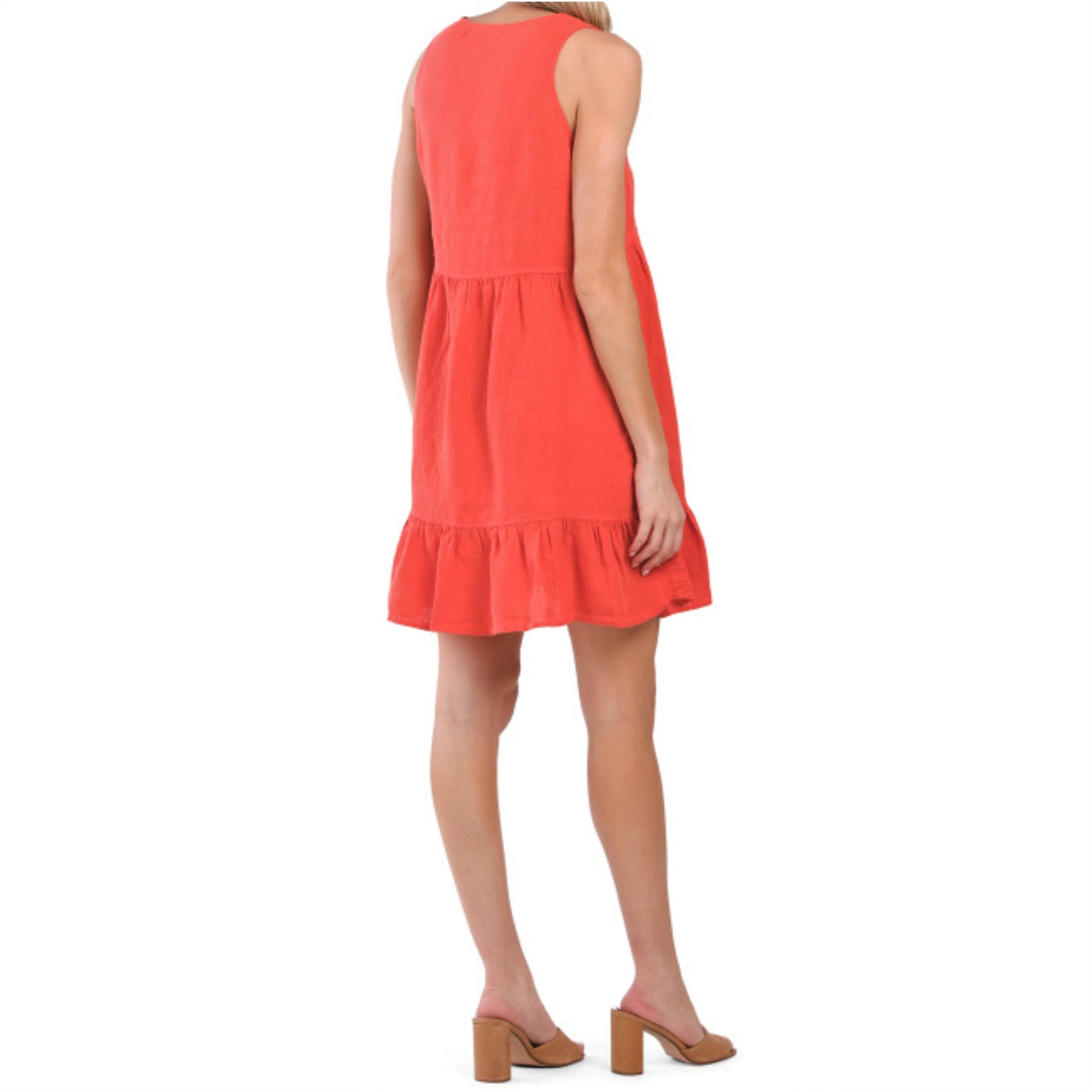 Cynthia Rowley Women's Linen V-neck Tiered Ruffle Mini Dress Cynthia Rowley Women's Linen V-neck Tiered Ruffle Mini Dress