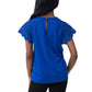 Cable & Gauge Women's Lace Trim Flutter Sleeves Top Blouse