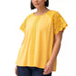 Cable & Gauge Women's Lace Trim Flutter Sleeves Top Blouse (Copy)