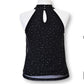 Cable & Gauge Women's Rhinestone Sheer Overlay Halter Top