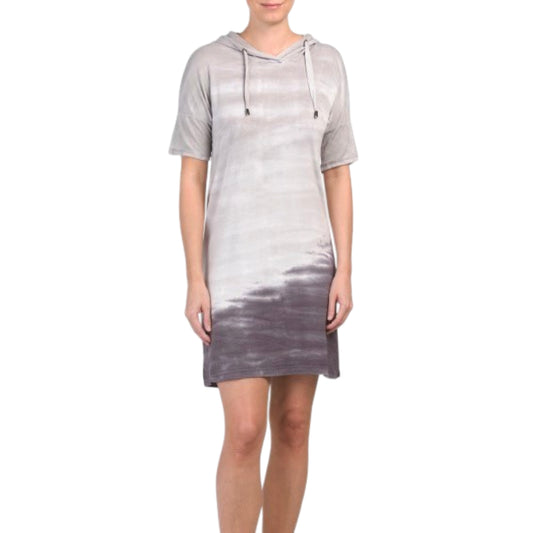 Cable & Gauge Women's Short Sleeve Tie Dye Casual Hooded Mini Dress