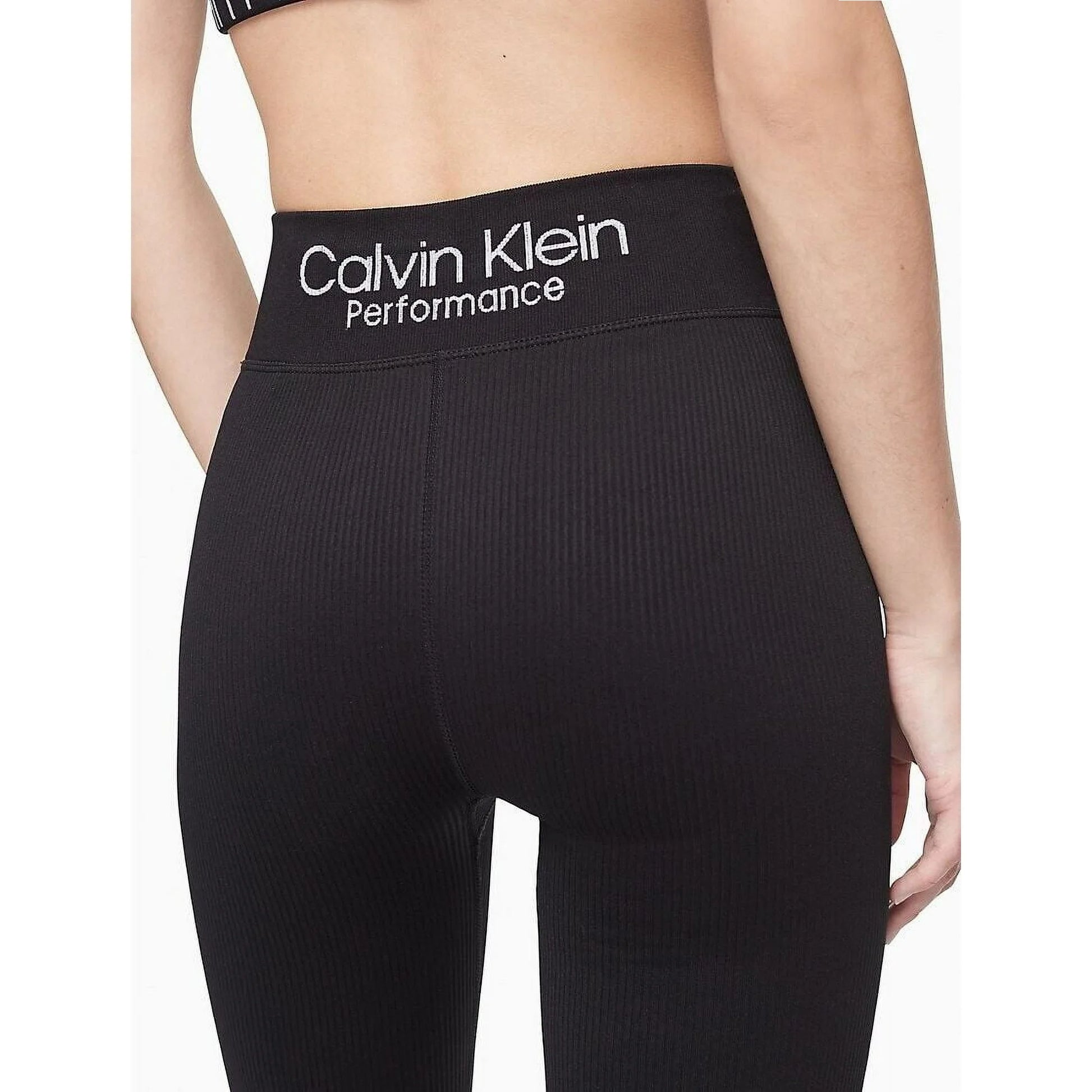 Calvin Klein Women's Ribbed Logo High Waist Bike Shorts