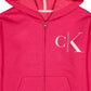 Calvin Klein Girl's Youth Full Zip Cotton Logo Print Hoodie