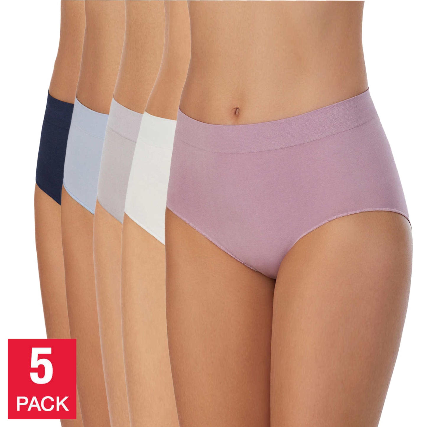 Carole Hochman Women's Multicolor 5-Pack Full Coverage Seamless Soft Brief Panties