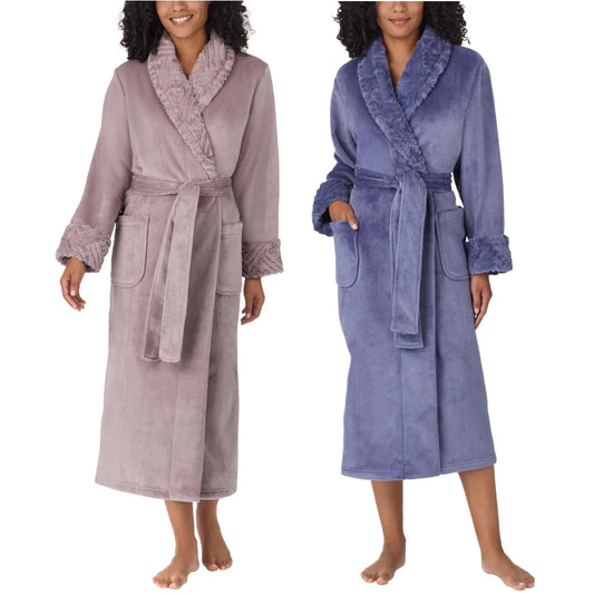 Carole Hochman Women's Silky Soft Shawl Collar Wrap Style Plush Robe