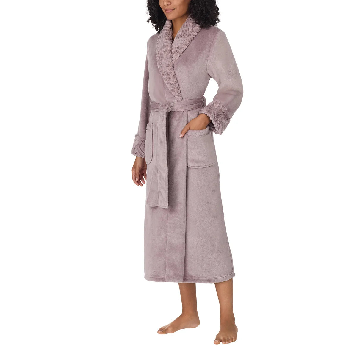Carole Hochman Women's Silky Soft Shawl Collar Wrap Style Plush Robe