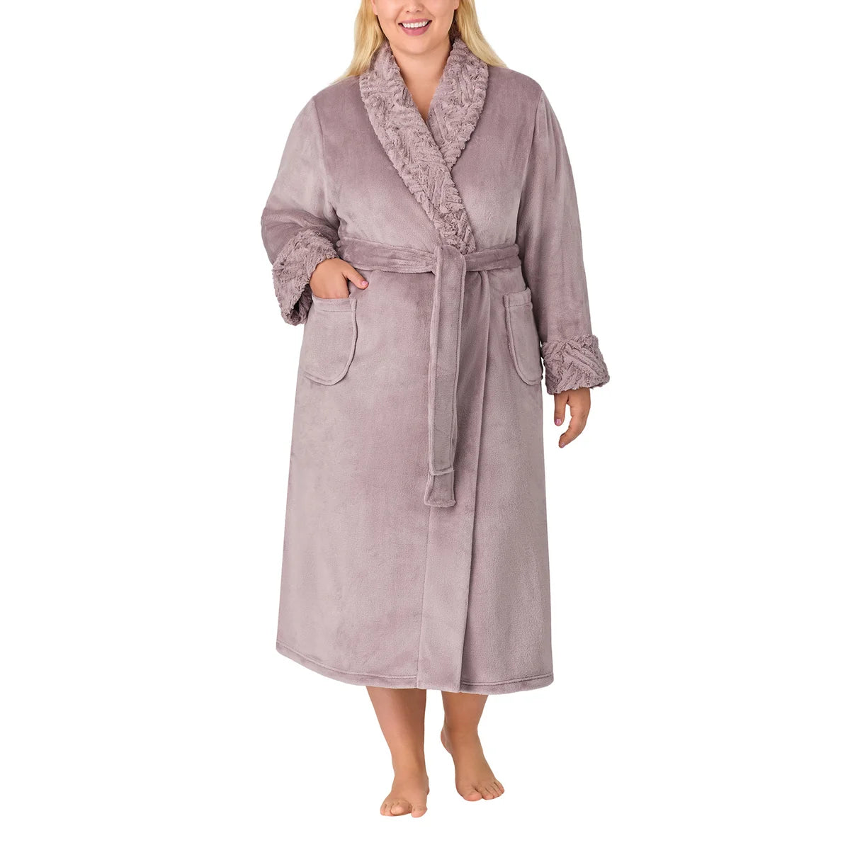 Carole Hochman Women's Silky Soft Shawl Collar Wrap Style Plush Robe