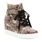 Catherine Malandrino Women's Snakeskin Embossed Ankle Booties Wedge Fashion Sneakers