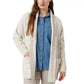 Chaps Women's Cotton Blend Cable Knit Shawl Collar Open Front Cardigan