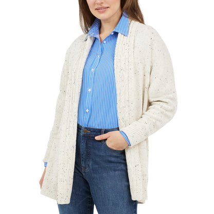 Chaps Women's Cotton Blend Cable Knit Shawl Collar Open Front Cardigan