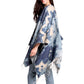 Comfyluxe Women's Soft Cozy Wrap Abstract Print Fringe Trim Ruana Poncho Shawl