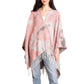 Comfyluxe Women's Soft Cozy Wrap Abstract Print Fringe Trim Ruana Poncho Shawl