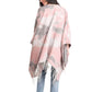 Comfyluxe Women's Soft Cozy Wrap Abstract Print Fringe Trim Ruana Poncho Shawl