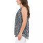 Cristina B Women's Floral Sleeveless Double Layered Hi-low Hem Tunic Blouse