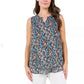Cristina B Women's Floral Sleeveless Double Layered Hi-low Hem Tunic Blouse