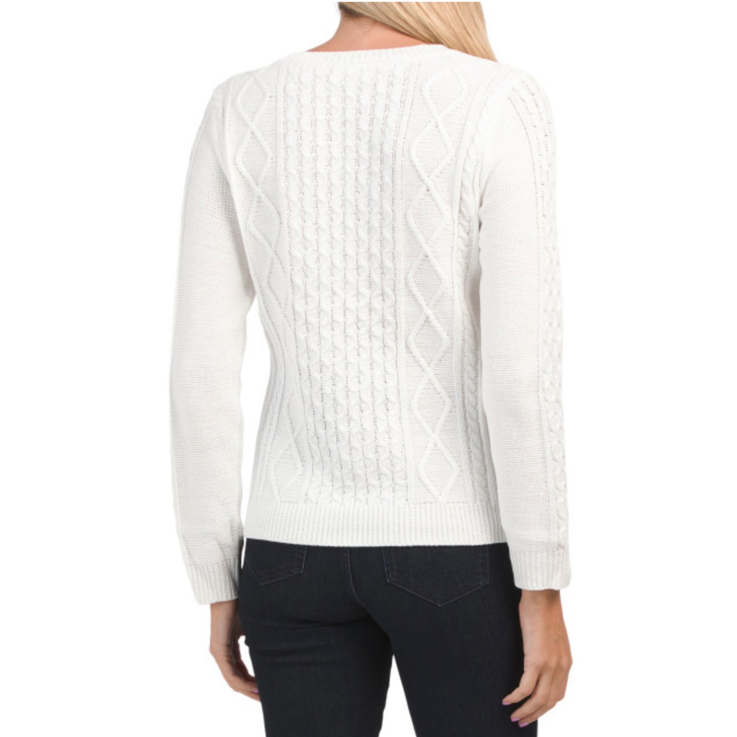 Kaily K Women's Cut Out Soft Cotton Blend Cable Knit Sweater