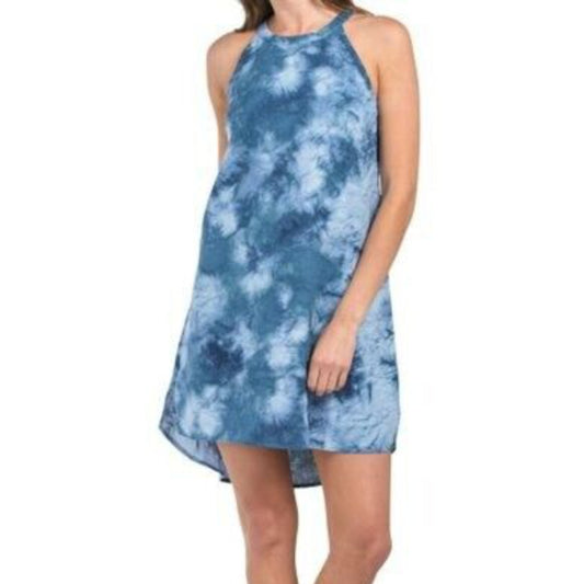 Cynthia Rowley Women's Linen Tie Dye Print Hi-Low Hem Halter Mini Dress
