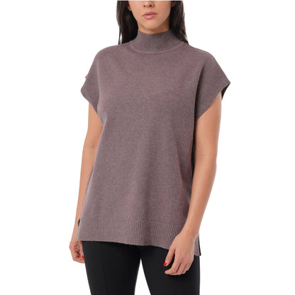 Cyrus Women's Mocked Neck Sleeveless Side Slits Soft Knit Tunic Sweater