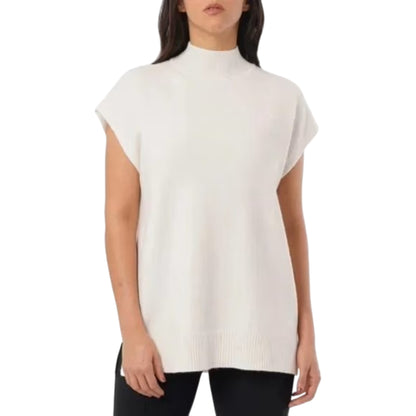 Cyrus Women's Mocked Neck Sleeveless Side Slits Soft Knit Tunic Sweater