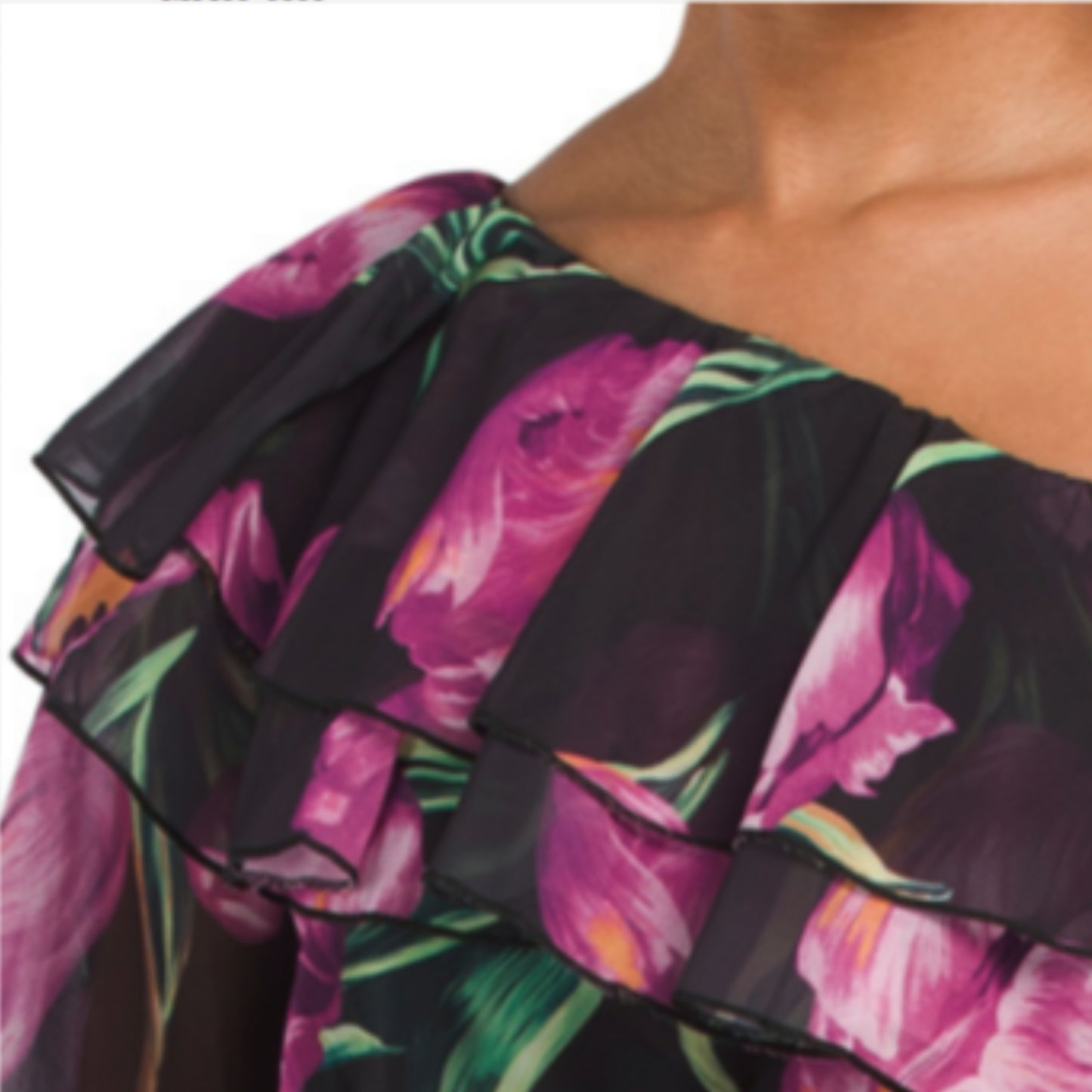 DALIA MACPHEE Women's One Shoulder Bold Floral Asymmetrical Maxi Dress