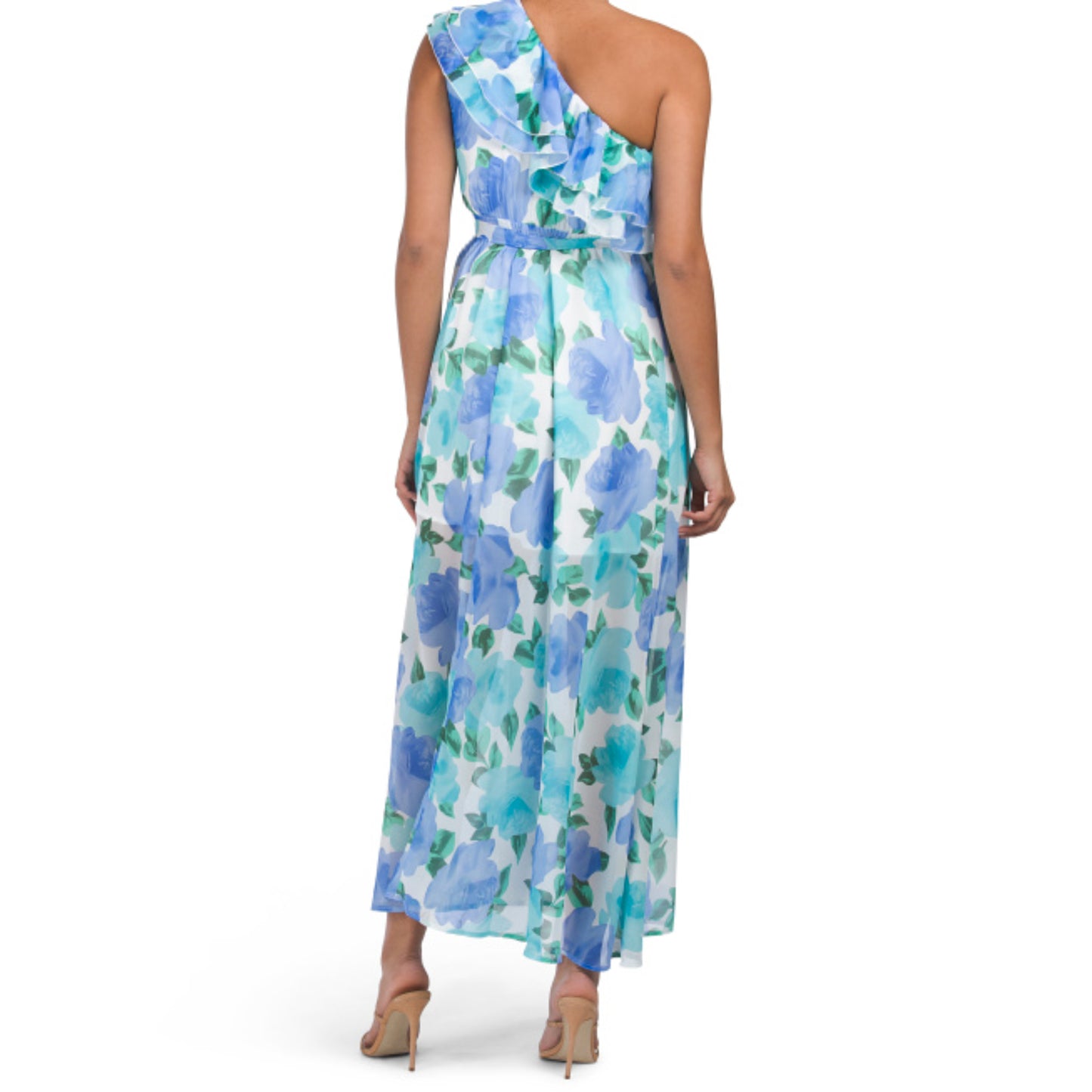 DALIA MACPHEE Women's Ruffle One Shoulder Floral Print Maxi Dress