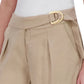DKNY Women's High Rise Lightweight Textured Belted Wide Leg Dress Pants