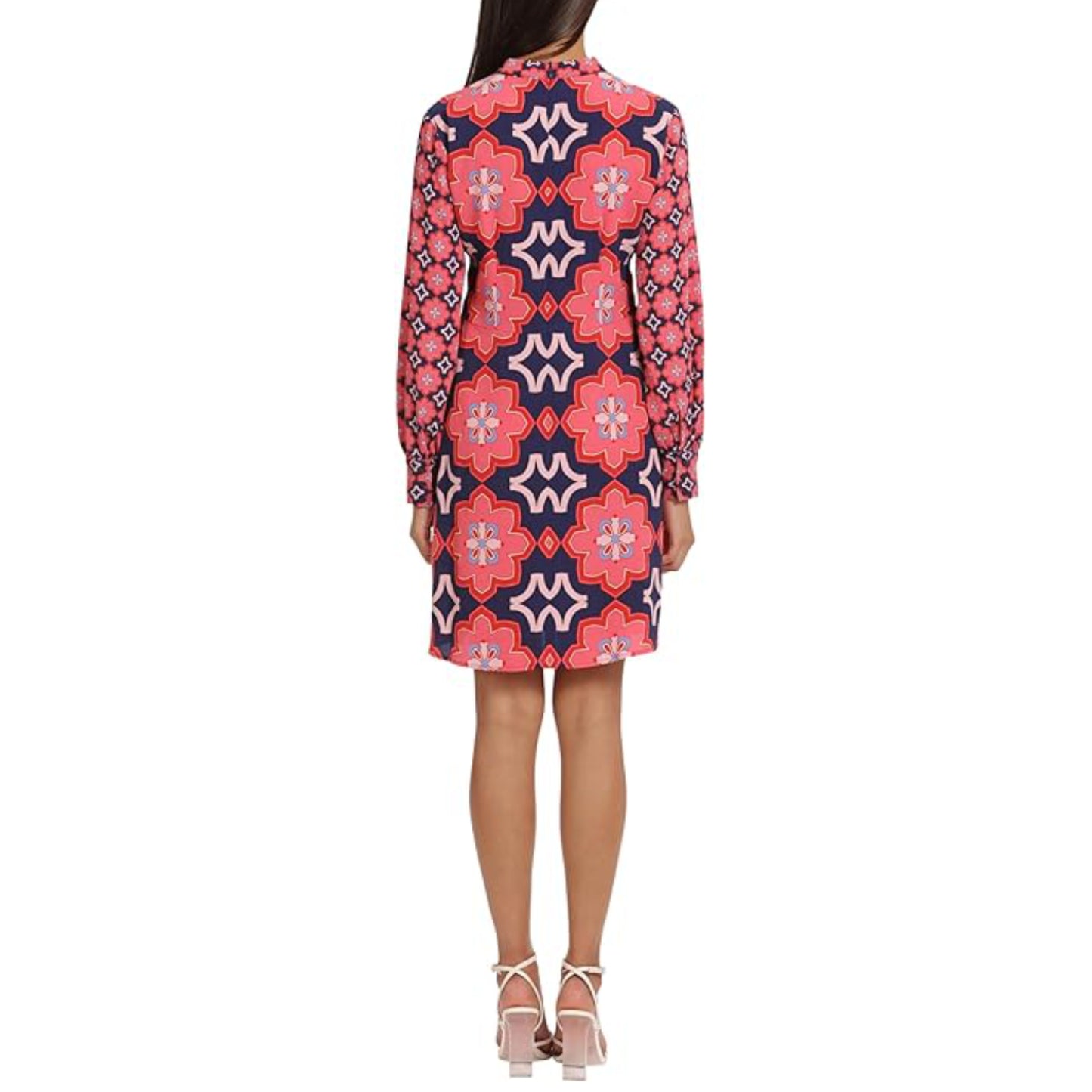 DONNA MORGAN Women's Mock Neck Long Sleeve Floral Print Shift Mini Dress