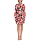 DONNA MORGAN Women's Mock Neck Long Sleeve Floral Print Shift Mini Dress