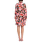 DONNA MORGAN Women's Mock Neck Long Sleeve Floral Print Shift Mini Dress