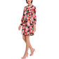 DONNA MORGAN Women's Mock Neck Long Sleeve Floral Print Shift Mini Dress