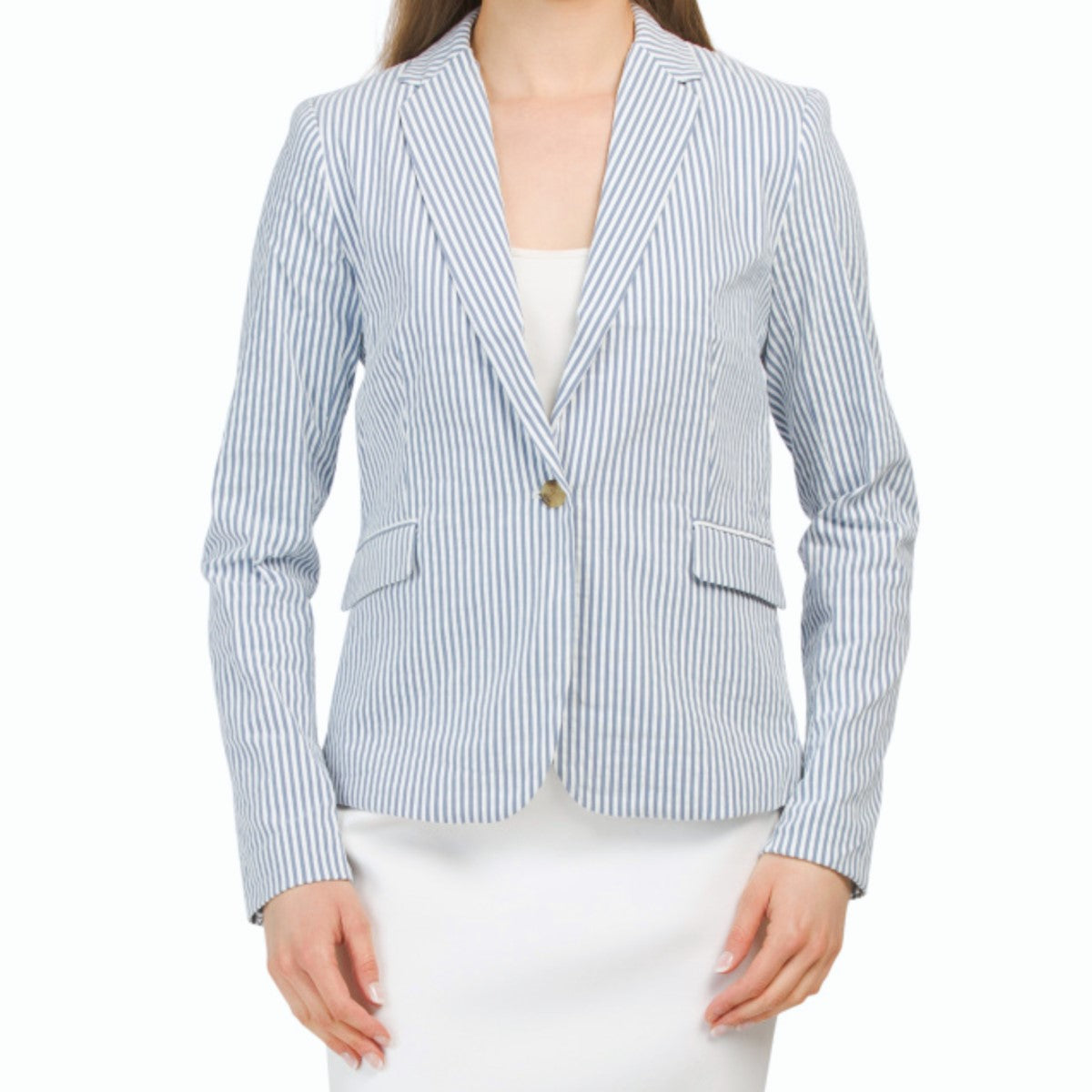 Jones NY Women's City Fit Cotton Blend Striped Blazer