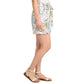 Dalia Women's Tropical Floral Print High Rise Linen Blend Tie Front Shorts