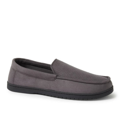 Dearfoams Men's Jason Perforated Microsuede Memory Foam Indoor Outdoor Moccasin Slippers