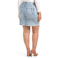Democracy Women's Plus Ab Solution Frayed Hem Destructed Denim Mini Skirt