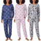 Caracter Women's 2-Piece Printed Long Sleeve Soft Jersey Pajama Lounge Set
