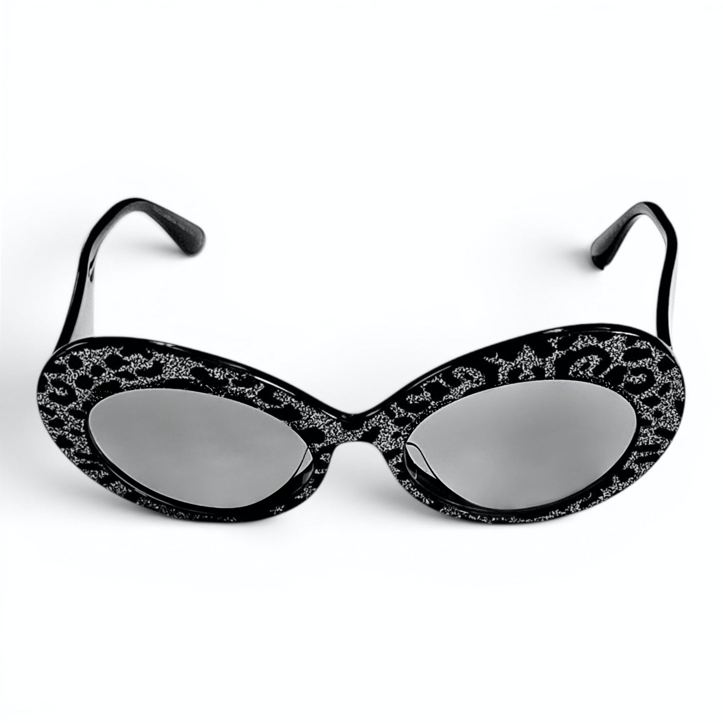 Dolce & Gabbana Oval Cat Eye Leopard Glitter Sunglasses