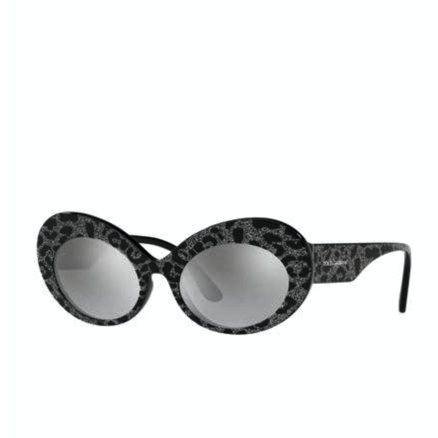 Dolce & Gabbana Oval Cat Eye Leopard Glitter Sunglasses